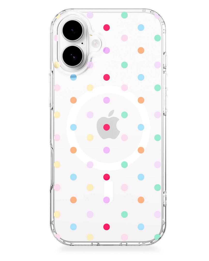 Feams for iPhone 17 Case [Compatible with Magsafe] Slim Shockproof Protective Clear Phone Cover for iPhone 17 6.3" Women Girls, Colorful Polka Dot