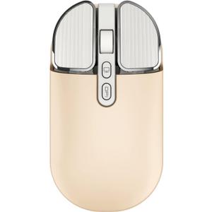 2.4G Wireless Rechargeable Mouse with USB Receiver,One Click Return to Desk,Mute Button,Power Saving, 2400DPI Optical Cute Girls Mouse for Laptop,Notebook,PC,Tablet (Cream-Colored)