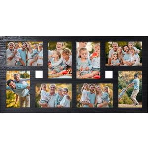 8-Opening Collage Picture Frame Wall Decor  Black Multi Photo Frame for 4x6 Pictures, Holds 8 Photos Total, Rustic Hanging Wall Art for Living Room, Bedroom, or Hallway  22.63 x 11.81 Inch