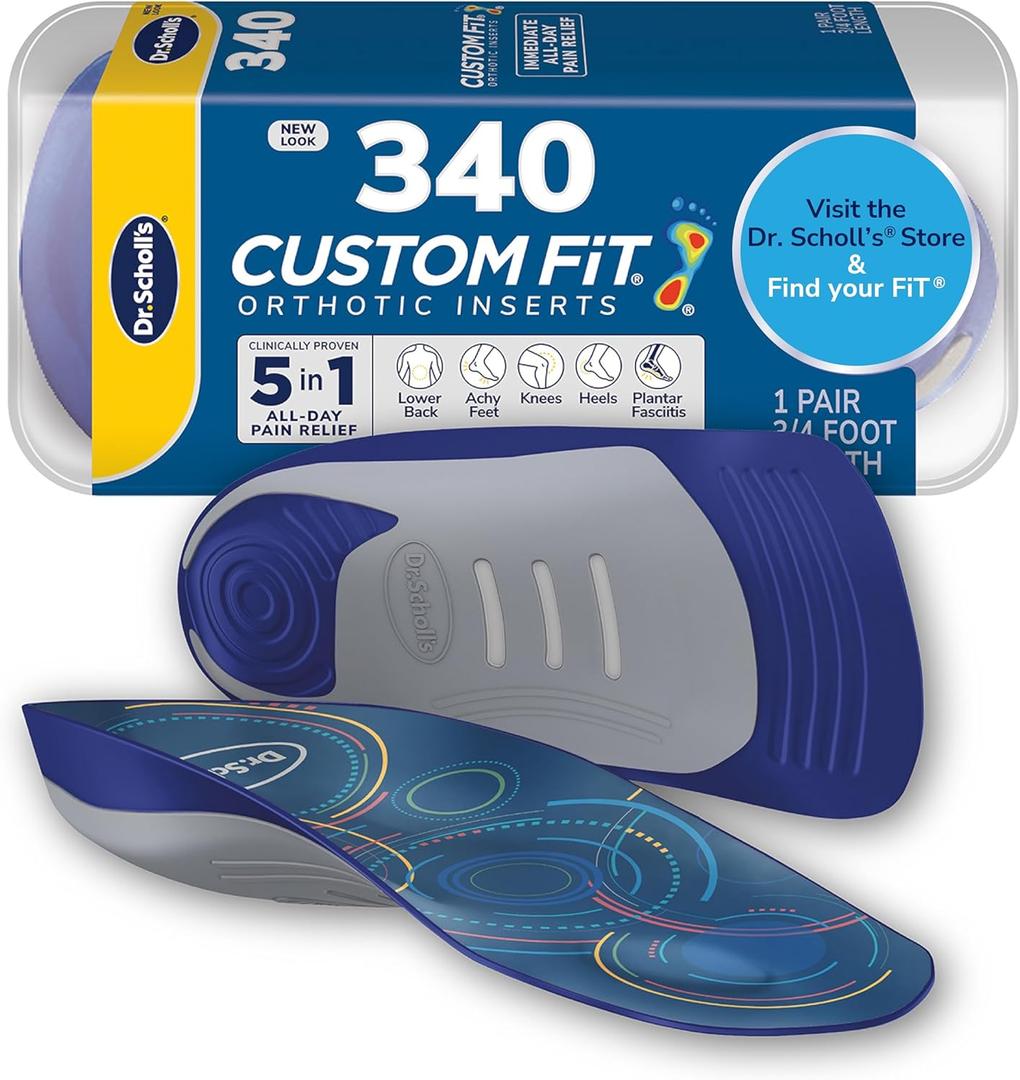 Dr. Scholls Custom Fit Orthotics 3/4 Length Arch Support Shoe Inserts - Plantar Fasciitis Relief Insoles for Men and Women, Immediate All-Day Total Lower Body Pain Relief, FSA HSA Eligible, CF340