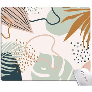 Mouse Pad, Square Mouse Pad, Cute Mouse Mat Waterproof Non-Slip Rubber Base Mouse Pads for Office Laptop, Abstract Leaves (05 Tropical Leaves)