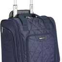 Amazon Basics Underseat Carry On Luggage with Wheels - 14" Rolling Travel Bag, Navy Quilted