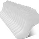 BAMBOO COOL Men's Ankle Socks Moisture Wicking Breathable Odor Control Athletic Cushioned Running Socks Arch Support 8 Pack, White (Large)