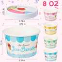 Jingmore 100 Pcs Paper Ice Cream Cup with Lids, Colorful Sundae Bowl, 8 oz