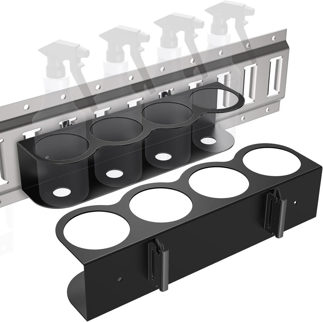 FOROIRON 2 Pack E-Track 4 Holes All-Purpose Spray Bottle Holder E Track Accessories Heavy Duty Spray Can Holder Rack Organizer Storage for Enclosed trailer E Track Hook Tool Holder Hanger for trailer