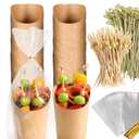 Disposable Charcuterie Cups, Kraft Paper Snack Boxes Appetizers Cup French Fry Holder with Cocktail Skewers Toothpicks Tooth Picks, Brown