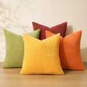 Topfinel Fall Burnt Orange Decorative Throw Pillows Covers 18x18,Soft Corduroy Square Throw Pillow Covers Set of 4,Western Farmhouse Cushion Cover for Couch Sofa Bedroom