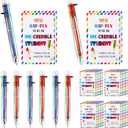 Sabary 30 Sets End of Year Student Gifts from Teacher 0.5mm 6 in 1 Multicolor Ballpoint Pen Retractable with You Are Awesome Cards Classroom Party Favors Bulk for School Office(Classic Style)