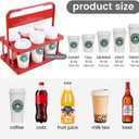 musbus Reusable Drink Carrier with Handle for Food Delivery Drivers, Portable Cup/Coffee Holder Accessories for Delivery, Foldable Drinks Caddy with Tray, Car Durable Plastic Festive Bottle, Vacation, Red 6 Cup