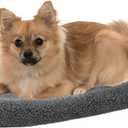 Furhaven Dog Bed for Small Dogs & Indoor Cats, 100% Washable, Sized to Fit Crates - Sherpa Fleece Bolster Crate Pad - Gray, Small
