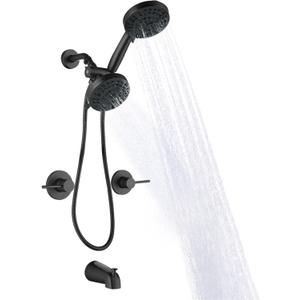 SUBEIXI 2 Handle Shower Faucet Set with Tub Spout Matte Black Two Handle Shower Faucet Set Complete Tub and Shower Trim Kit, Wall Mount