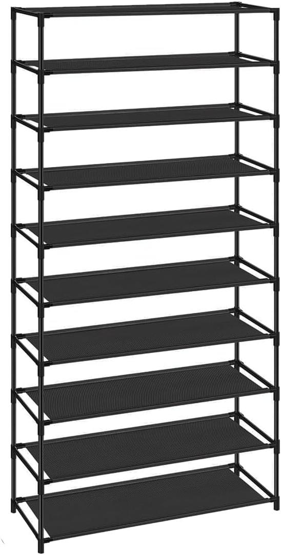 10 Tier 40 Pairs Shoe Rack, Stackable Sturdy Shoe Shelf, Tall Shoe Rack Organizer with Stainless Steel Frame