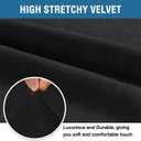 H.VERSAILTEX Stretch Velvet Loveseat Covers for 2 Cushion Couch Covers for Living Room Sofa Covers Slipcovers with Non Slip Straps Bottom, Ultra Thick Comfy Velour (Width 58"-72", Black)