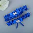 Royal Blue Wedding Belt Set Bridal Garters For Bride Plus Size Available (Blue)