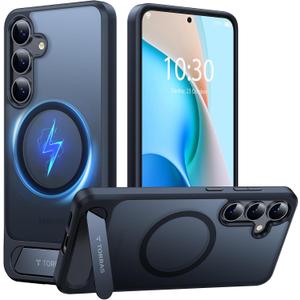 TORRAS Strong Magnetic & Seamless Stand for Samsung Galaxy S25 Case, Fit for MagSafe, Mil-Grade Drop Protection, Adjustable Kickstand for Samsung Galaxy S25 Case with Stand, Slim Frosted Matte Black