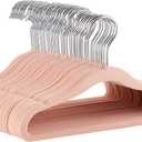 Amazon Basics Kids Velvet, Non-Slip Clothes Hangers for Infant and Toddler, 11.6 in (for baby clothes), Pack of 50, Blush
