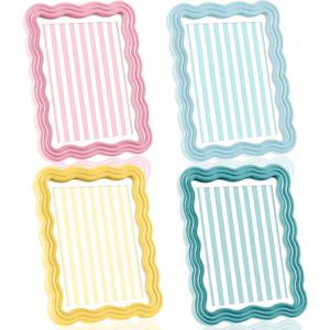 Novabright 4 Set 5 x 7 Colorful Scalloped Picture Frame Maximalist Decorative Picture Frames with Glass Front Wavy Trim Art Table Wall Hanging Whimsical Home Decor Gift (Pastel)