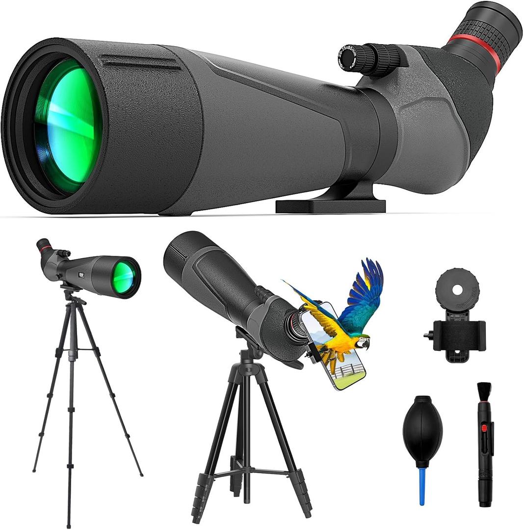 Gosky 20-60x85 Spotting Scope with Full Size Tripod, Phone Adapter and Cleaning Kit, Spotting Scopes for Bird Watching, Wildlife ViewingPortable with Carrying Bag, Gray