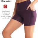 Yvette Biker Shorts with Pockets for Women 3" / 4" / 6" / 8" Tummy Control High Waist Running Workout Gym Yoga Shorts (X-Small, Purple)