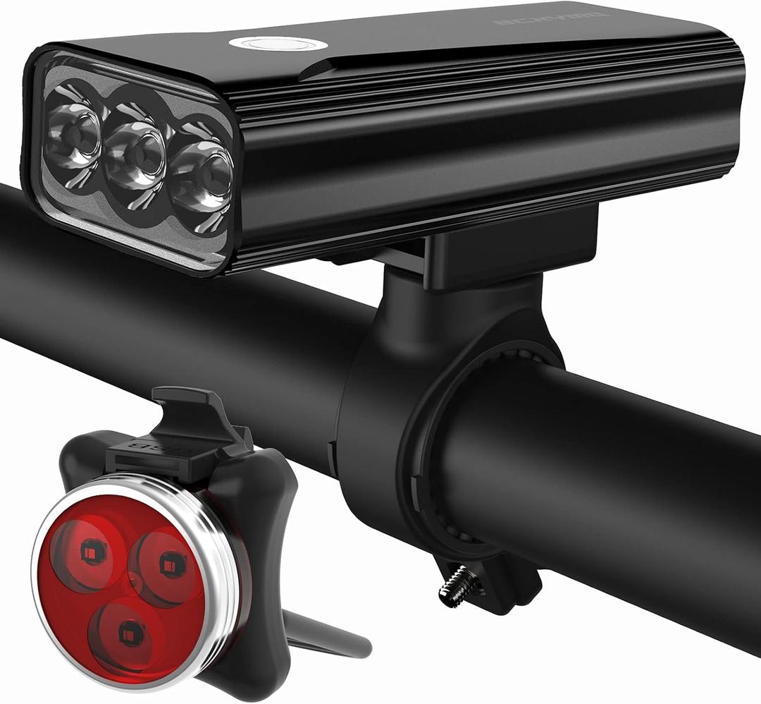 Bike Lights for Night Riding, 6400 mAh Bicycle Light Front and Rear, USB C Rechargeable Super Bright 1200 Lumen Bike Headlight LED Cycling Accessories for Road and MTB