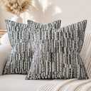 a moment Boho Throw Pillow Covers Set of 2,Striped Decorative Rustic Farmhouse Pillow Cases,Aesthetic Modern Home Decor Couch Cushion Covers for Bed Sofa Living Room 18"X18" Black