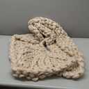 Zomiboo Chunky Knitted Christmas Tree Skirt, 36 Inch Beige Crochet Tree Skirt, Chunky Knit Thick Rustic Christmas Trees Decorations, Farmhouse Xmas Holiday Party Decor