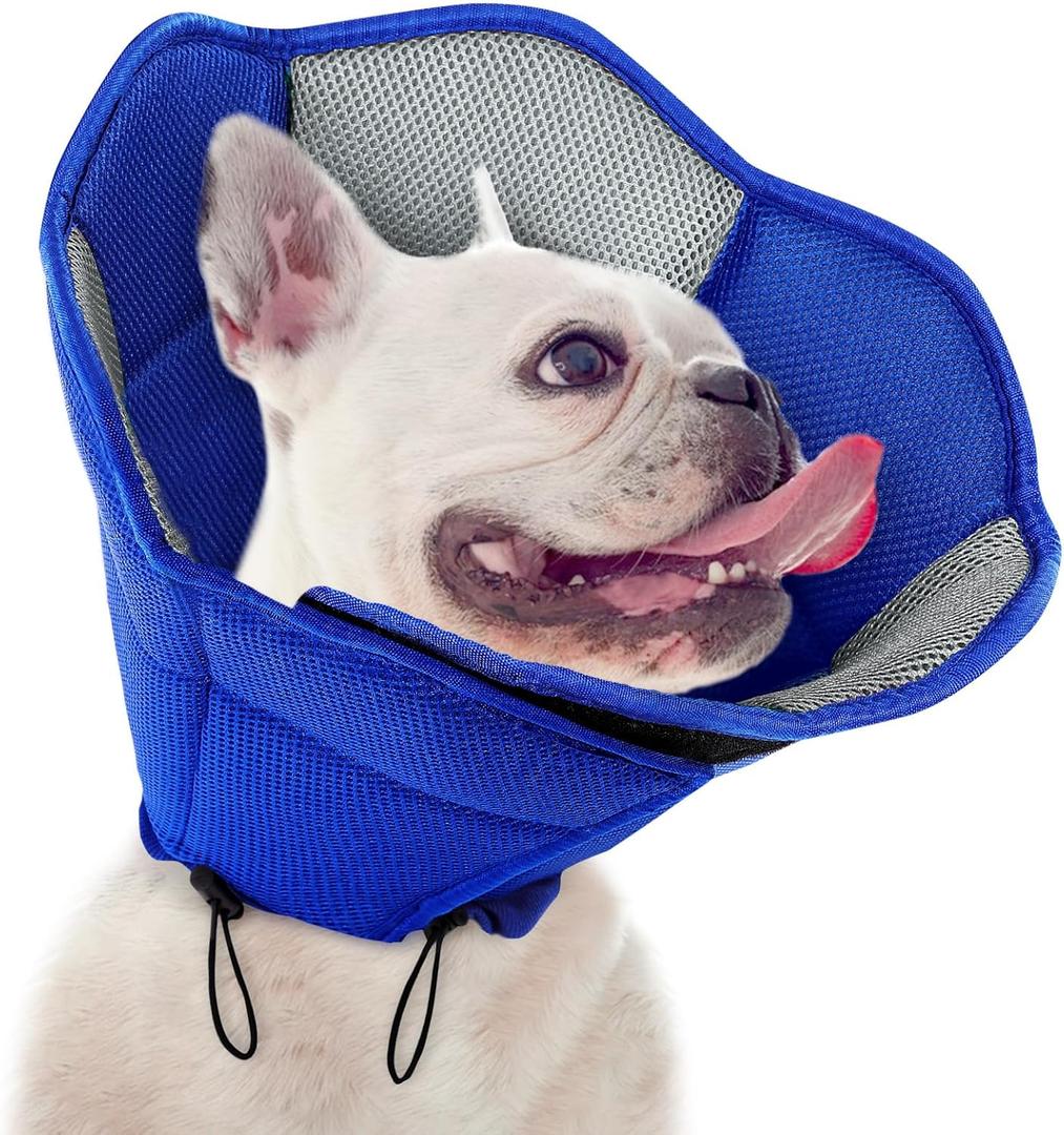 SUNFURA Dog Cone - Soft Cone for Dogs to Stop Licking, Pet E-Collar Alternative After Surgery, Adjustable Pet Recovery Collar for Wound Healing, Blue Medium