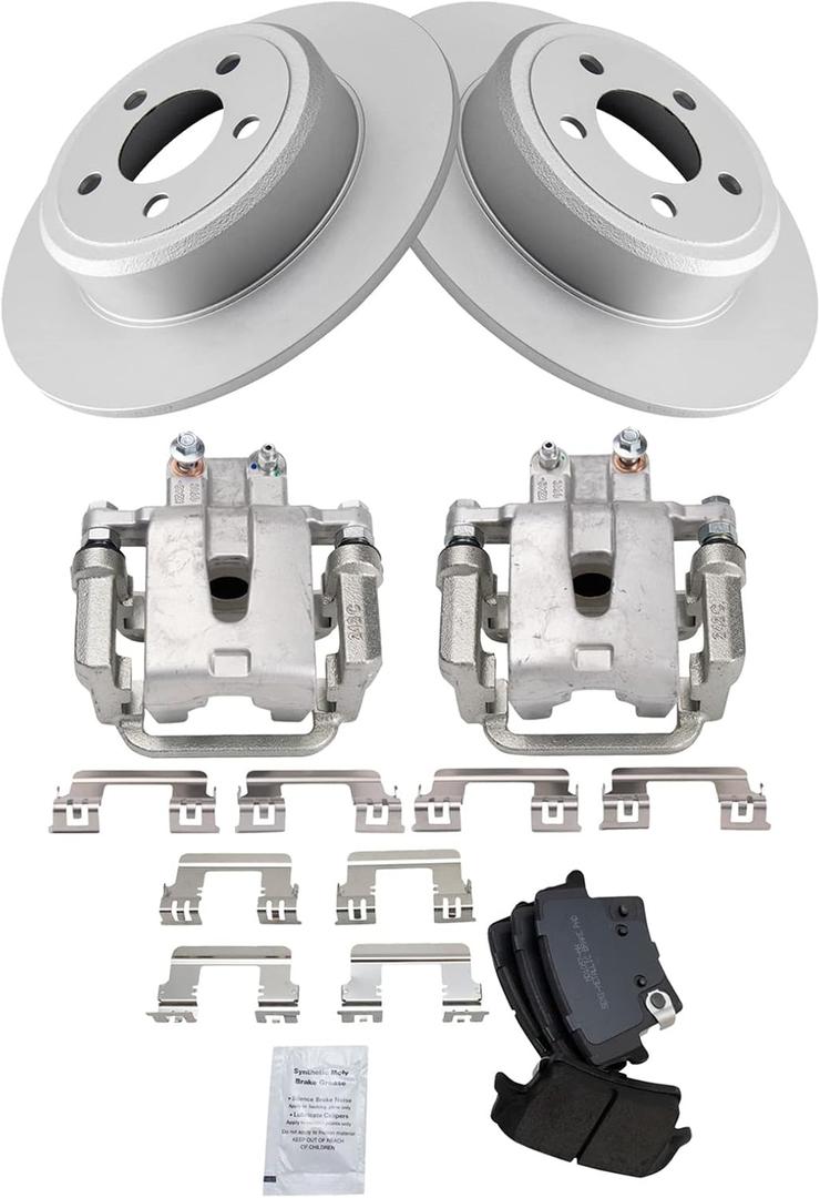 TRQ Rear Brake Calipers Ceramic Pads Rotors Compatible with 300 Challenger Charger Magnum