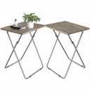 Tv Trays Folding Tv Table, Dinner Table for Eating with Sturdy Metal Frame, Small Foldable Snack Trays Table for Living Room, Couch,Sofa, Bed, No Assembly Required (3D BLACK WOOD 2-Piece set)