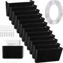 Tenceur 12 Pcs Plastic Single Pocket Wall Mount File Holder with Double Sided Adhesive Tape and Screws Wall File Hanging Folder Letter Paper Mail Organizer for Office Home Classroom(Black)