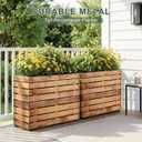 Metal Rectangular Planter Box, Tall & Large Rectangle Planter with Removable Insert Shelf, 30" L x 12" W x 24" H Heavy Duty Planter Box with Drainage Holes for Outdoor Plants (Walnut Wood Grain)