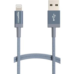 Amazon Basics USB-A to Lightning Cable, Apple MFi Certified, Nylon Braided Cord, Fast Charger for iPhone 14 13 12 11 X Xs Pro, Pro Max, Plus, iPad, 6 Foot, Dark Gray