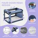 Lesure Collapsible Dog Crate - Portable Travel Kennel for Extra Large Dog, 4-Door Pet Crate with Mesh Windows, Indoor & Outdoor, Blue
