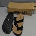 Litfun Women's Genuine Suede Cork Footbed Sandals Comfortable Summer Slides with Adjustable Buckle, Size 10