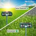 2 Pack Solar Animal Repeller with Motion Detection Ultrasonic Outdoor Deer Repellent Device for Patio Garden Yard Waterproof Animal Repellent Deterrent to Repel Cat Squirrel Rabbit Dog Raccoon Skunk