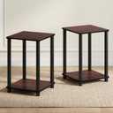 Furinno Turn-N-Tube Toolless 2-Tier Side Table Set of 2, Cherry Oak, 2-Tier, Round Tubes