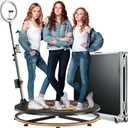 JIYANG 360 Photo Booth Machine with Flight Case,360 Photo Booth Machine for Parties with Chacktok VIP,Software APP Remote Automatic Slow Motion Rotating 360 Video Camera Booth for 3-5People(31.5"-CD)