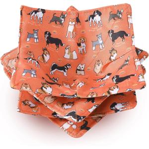 Cunhill 4 Pcs Cotton Microwave Bowl Cozy Holders for Hot Food Hot Pads Soup Bowl Potholders Heat Resistant Multipurpose Quilted Safe Holders for Kitchen Plate Supply(Orange, Dog Style)