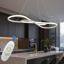 AJZLQA Led Dining Room Pendant Light, Linear Design Led Pendant Light Adjustable Height, Featuring an Irregular Ring-Shaped Light Strip, Dining Room, Living Room, Kitchen Linear Chandelier (White)