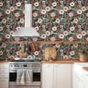Sevalo Floral Peel and Stick Wallpaper Boho Flower Contact Paper for Cabinets and Drawers Botanical Large Floral Wall Paper Self-Adhesive Removable Wallpaper Bedroom Colorful Decor 17.3inW 197inL