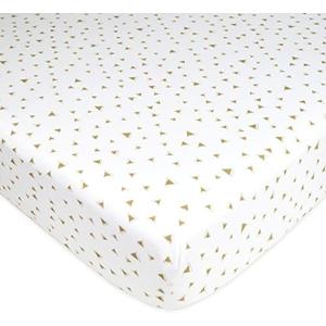 American Baby Company Printed 100% Cotton Jersey Knit Fitted Crib Sheet for Standard Crib and Toddler Mattresses, Taupe Triangles, for Boys and Girls