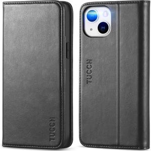 TUCCH Case Wallet for iPhone 14 6.1", [3 Card Holder] Slots [RFID Blocking] Stand Flip Folio PU Leather Cover, with [TPU Shockproof Interior Case] Compatible with iPhone 14 2022, Classic Black