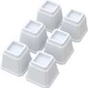 Bed Risers Heavy Duty 5 Inches Bed Elevators, Set of 6 Lifts Up 3,000 lbs Furniture Riser for Sofa and Table, White
