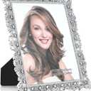 Yookeer 2 Pack 8 x 10 Inch Crystal Picture Frame Resin Wedding Photo Frame Jewel Picture with Rhinestones Photo Gift for Wedding Table Top Desktop Display