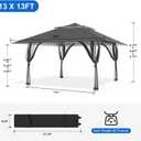 Pop Up Canopy Tent 13x13 FT with 4 Sidewall, Outdoor Easy Setup Gazebo with Wheeled Carry Bag, Heavy Duty Shelter with UV-Resistant Top, Portable Instant Shade for Garden Camping, Grey