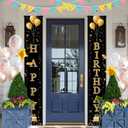 Birthday Door Banner 12x71 Inch Gold Black Happy Birthday Vertical Letters Party Door Decoration Black and Gold Birthday Welcome Porch Sign Wall Hanging Celebration Backdrop (Colorful#4)