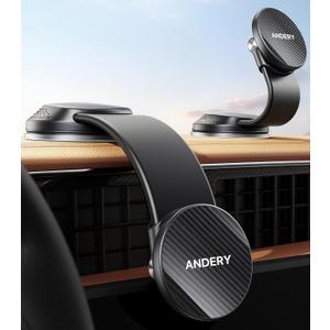 ANDERY Car Phone Holder for MagSafe [360 Adjustable Memory Alloy Arm | 2400gf Strongest Magnetic Power] Bendable Car Mount, Phone Holders for Your Car for iPhone and All Smartphones, Carbon Fiber