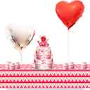 Adirasenotek 3Pcs Heart Tablecloth Valentine's Day Table Cover Rectangular Love Heart Table Cover Wedding Anniversary Birthday Mothers Day Valentine's Day Decor,87x54In