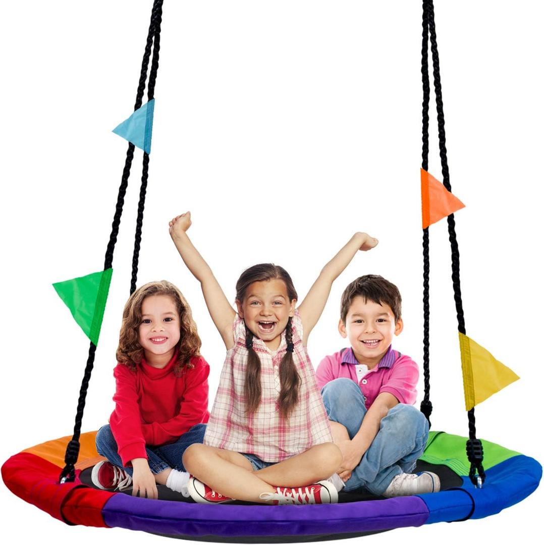 Sorbus 40" Saucer Tree Glider  220lbs Kids Outdoor Seat with Adjustable Ropes  Durable Net Design for Backyard, Swing Set, or Indoor Use  Fun Gift Idea