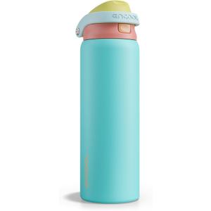 ENCOOL Leakproof Insulated Water Bottle with Straw Dual-Sip Water Bottle Bag-Safe Design for Work, Commute & Gym Keeps Drinks Cold All Day, 32 oz, Orange-Reef Blue